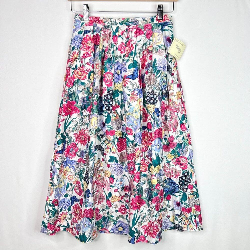 Vintage Deadstock Eagle's Eye Floral Pattern Pleated Skirt 8/XS